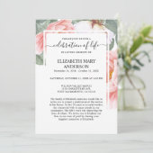 ライフセレブレーション・葬儀・追悼 ピンクの花のメモリアル 招待状 (スタンド正面)