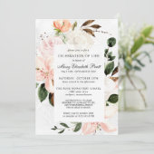 ライフセレブレーション 葬儀 追悼 ピンク フラワー I 招待状 (スタンド正面)