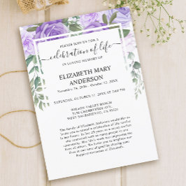 ライフセレブレーション 葬儀 追悼 紫の花 招待状