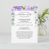 ライフセレブレーション 葬儀 追悼 紫の花 招待状 (スタンド正面)