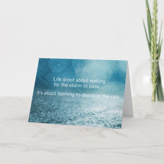 ライフセーグ感動的引用文雨写真 カード (正面)