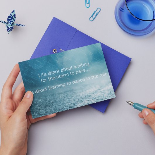 ライフセーグ感動的引用文雨写真 ポストカード