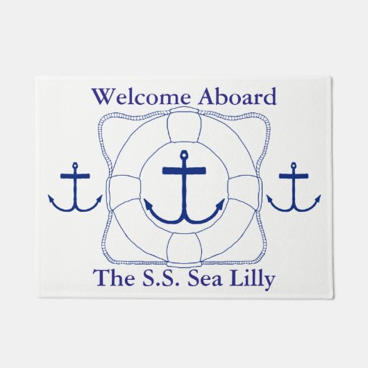 ライフセーバー&いかりドアマット(ダークプリント) ドアマット (正面)