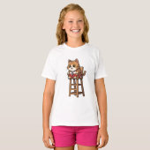 ライフセーバー ジンジャー タビー 猫 キッズ Tシャツ (正面フル)
