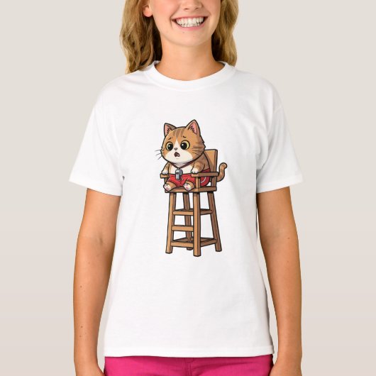 ライフセーバー ジンジャー タビー 猫 キッズ Tシャツ (正面)