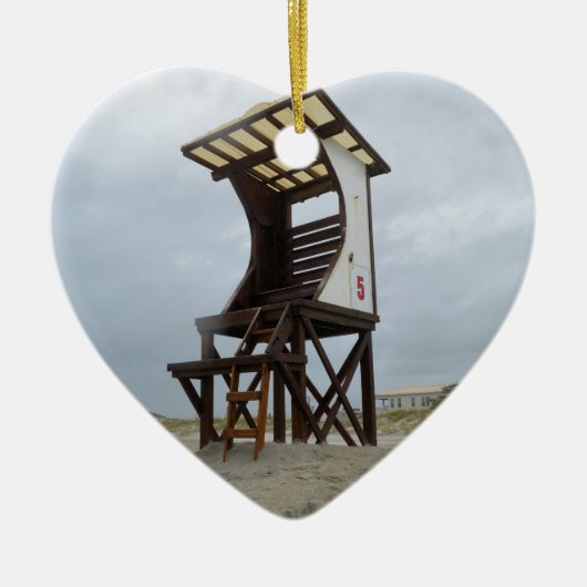 ライフセービングの立場のWrightsvilleのビーチNC セラミックオーナメント (正面)