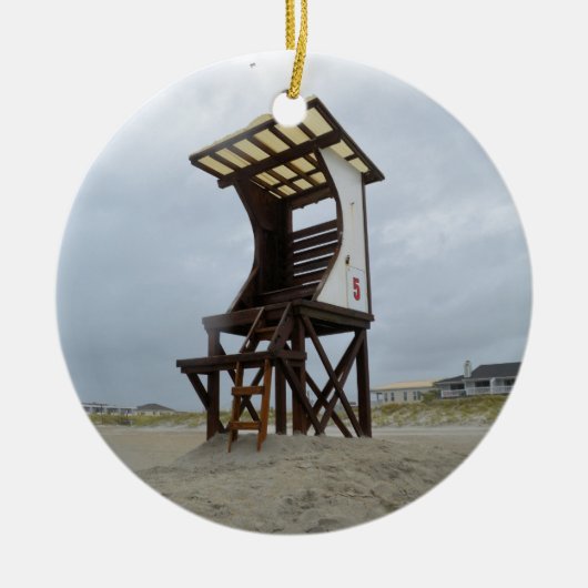 ライフセービングの立場のWrightsvilleのビーチNC セラミックオーナメント (正面)