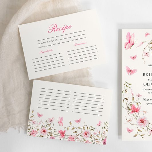 ライフタイムオブ蝶レシピフローラブライダルシャワー エンクロージャーカード