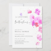 ライフタイムバタフライはっきりしたロマンブライダルシャワー 招待状 (正面)