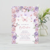 ライフタイムバタフライピンクパープルブライダルシャワー 招待状 (スタンド正面)