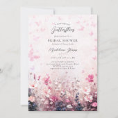 ライフタイムバタフライワイルドフラワーピンクブライダルシャワー 招待状 (正面)
