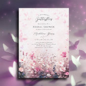 ライフタイムバタフライワイルドフラワーピンクブライダルシャワー 招待状