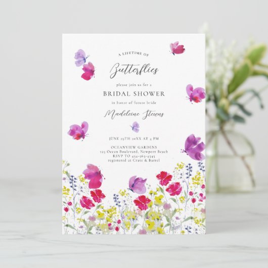 ライフタイムバタフライワイルドフラワーラブブライダルシャワー 招待状 (スタンド正面)