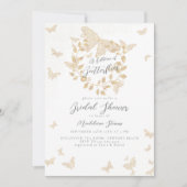 ライフタイムバタフライ金ゴールドユーカリブライダルシャワー 招待状 (正面)