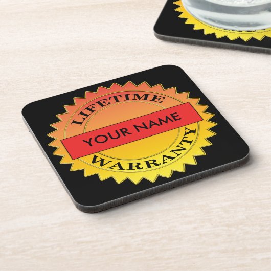 ライフタイム保証記号お名前Plastic Coaster コースター (左側)