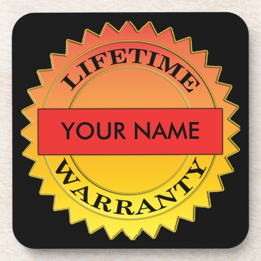 ライフタイム保証記号お名前Plastic Coaster コースター (正面)