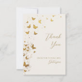 ライフタイム蝶アイボリー金ゴールドシックブライダルシャワー サンキューカード (正面)