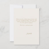 ライフタイム蝶アイボリー金ゴールドシックブライダルシャワー サンキューカード (裏面)