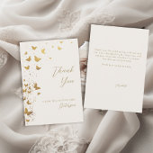 ライフタイム蝶アイボリー金ゴールドシックブライダルシャワー サンキューカード