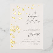 ライフタイム蝶モダンブライダルシャワー 箔招待状 (正面)