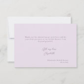 ライフタイム蝶薄紫シルバーブライダルシャワー サンキューカード (裏面)