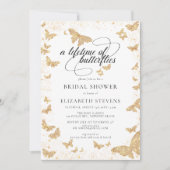 ライフタイム蝶金ゴールドロマンチックブライダルシャワー 招待状 (正面)