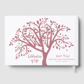 ライフツリーピンクモダンスクリプトのお祝い ゲストブック (裏面)