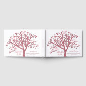 ライフツリーピンクモダンスクリプトのお祝い ゲストブック (全面)