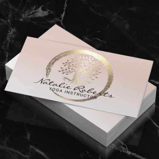 ライフツリー金ゴールドサークルヨガメディテーションウェルネススパ 名刺