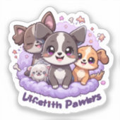 ライフティースビニールかわいい子犬パックデカール シール (正面)