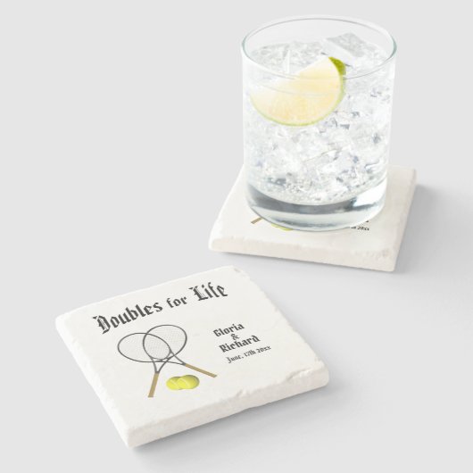 ライフテニスのコースター結婚のためのダブルス ストーンコースター (横)