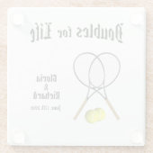 ライフテニス結婚のダブルス ガラスコースター (裏面)