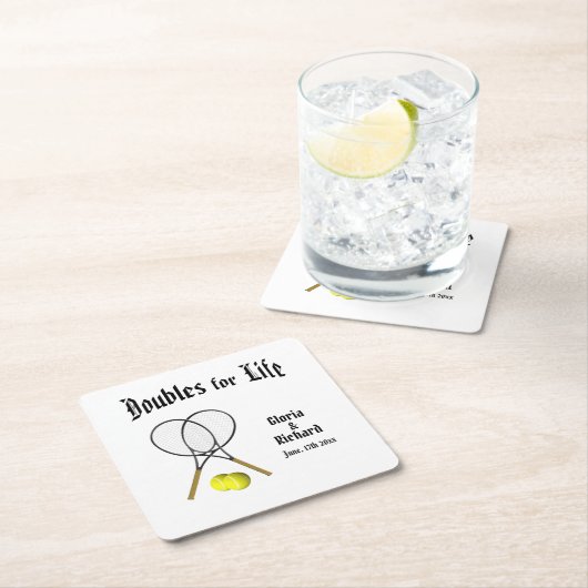 ライフテニス結婚のダブルス スクエアペーパーコースター (インサイチュ)