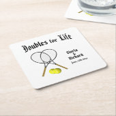 ライフテニス結婚のダブルス スクエアペーパーコースター (アングル)