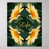 ライフデイジーフラワー抽象芸術感動的ワード ポスター (正面)