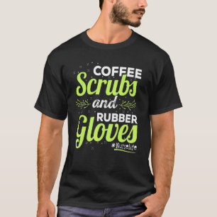 ライフナースコーヒースクラブとゴム手袋かわいいニュー Tシャツ