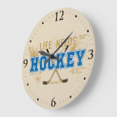ライフニーズHockey Man Cave Room Decor ラージ壁時計 (傾斜)