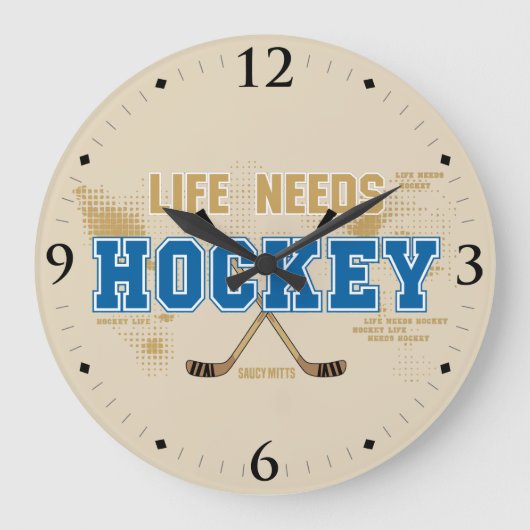 ライフニーズHockey Man Cave Room Decor ラージ壁時計 (正面)