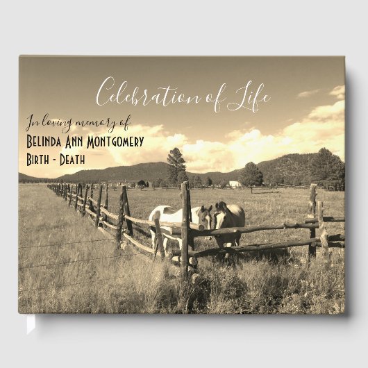ライフパーソナライズされたお祝いセピア馬 ゲストブック (正面)