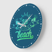 ライフビーチラウンドブルークロック ラージ壁時計 (傾斜)