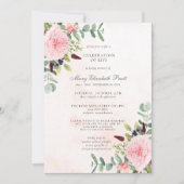 ライフピンクピーニーユーカリ葬儀のお祝い 招待状 (正面)