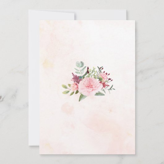 ライフピンクピーニーユーカリ葬儀のお祝い 招待状 (裏面)