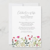 ライフピンク色彩の鮮やかフローラ葬お祝い 招待状 (正面)