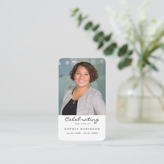 ライフフォトお祝い葬儀祈りの言葉カード 名刺 (スタンド正面)