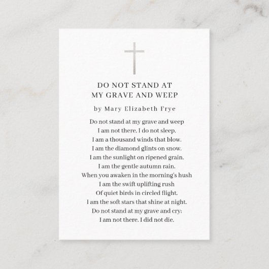 ライフフォトお祝い葬儀祈りの言葉カード 名刺 (裏面)