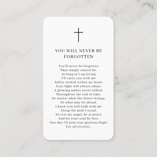 ライフフォトお祝い葬儀祈りの言葉カード 名刺 (裏面)