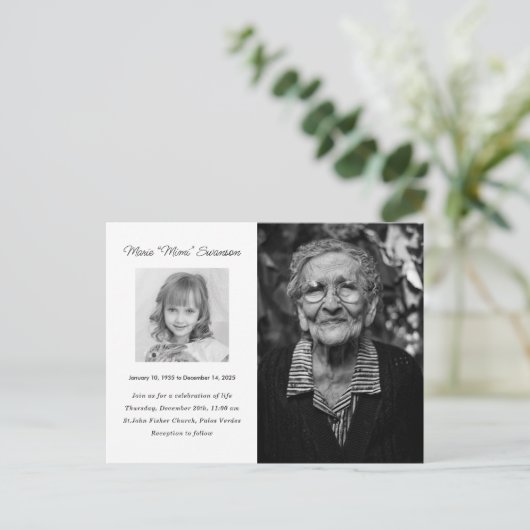 ライフフォトカードのメモリアルお祝い ポストカード (スタンド正面)