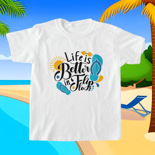 ライフフリップフロップワードアート女の子 Tシャツ