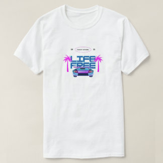 ライフフリー ネオン レトロカーTシャツ | エモいヤシの木 Tシャツ