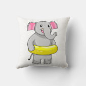 ライフブイで泳いでいる象 クッション (裏面)